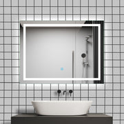 LED Illuminated Bathroom Mirror inc. Lights , Demister & Single Touch Sensor